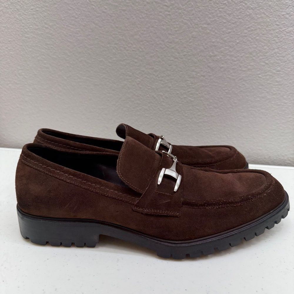Gucci Loafers Horsebit Mens Size 11.5 Brown Suede Shoes - Picture 8 of 11